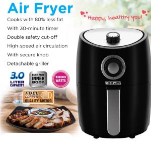 Tough Mama NTM-AF3 Air Fryer 3L Black Air Fryer with Timer Dual Knob