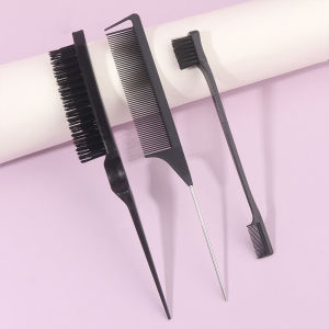 3-Piece Professional Anti Static Hair Comb Set Double-Headed Styling & Rat Tail Combs For Household Salon Use