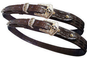 เข็มขัดหนังจระเข้แท้ๆ เป็นหนังกระดูกหลังคู่ หัวเข็มขัดเป็นหัวชุด
