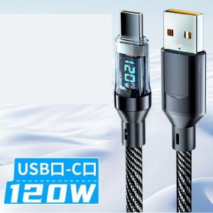 Dây Sạc 120W Có Màn Hình Hiển Thị – Dây Bọc Dù Bền Bỉ USB-C Chuẩn PD Mới Nhất 2025