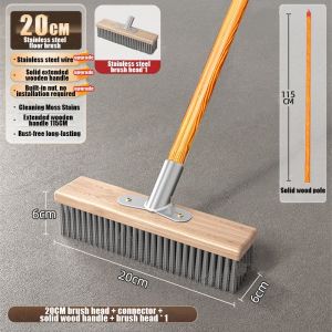 Stainless Steel Wire Brush Long Handle Wire Brush Floor Washing Brush Long Floor Pool Plate Hard Brush Iron Brush Stiff Bristle Brush for Garage Patio Garden Moss