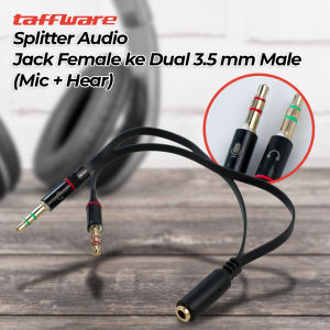 SPLITTER AUDIO JACK FEMALE KE DUAL 3.5MM MALE (MIC+HEAR) TAFFWARE