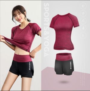 [SG Seller] Women High Waist Pants and T Shirts | 2 Pieces Suit | Suitable For Yoga Gym Jogging and Running etc. | Seamless and Ultra Stretch Material