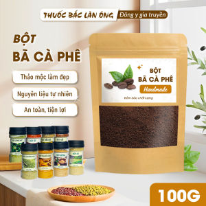 Bột bã cà phê 100g nguyên chất bã cafe đắp mặt tẩy da chết tắm trắng dưỡng da sáng mịn mờ thâm