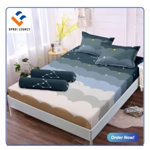 SPREI MOTIF POLKA ABU BAHAN ANTI LUNTURANTI PANAS FREE SARUNG BANTAL DAN SARUNG GULING