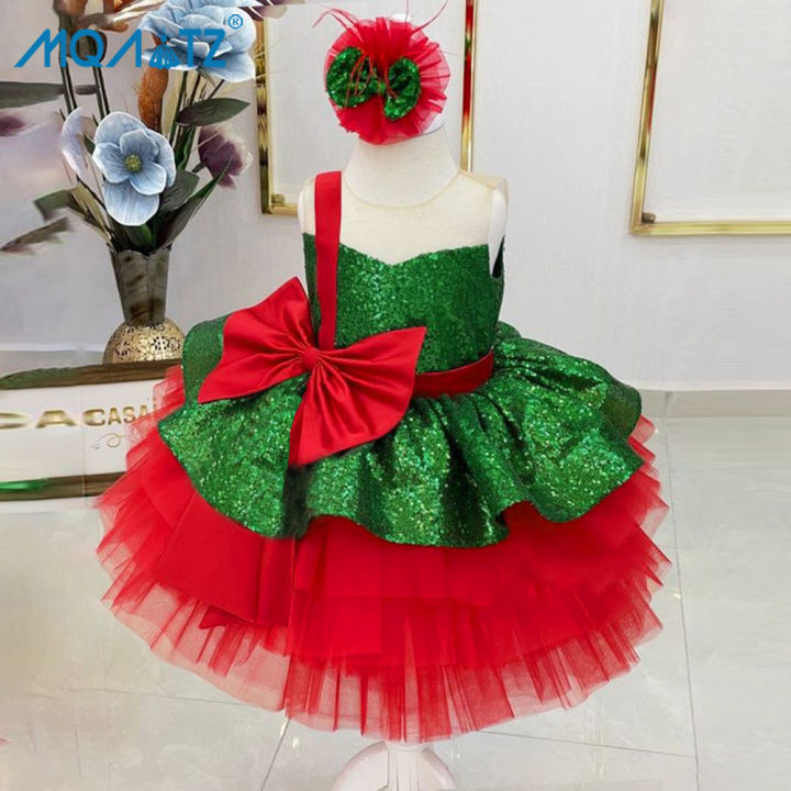 white christmas dresses Baby Girl Winter Baptism Christmas Dress Toddler Pageant First Birthday Princess Dress, Pink / 3-4 Years (110cm) main image 0
