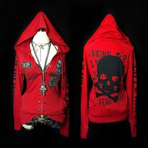 Áo khoác hoodie dài tay phong cách punk rock gothic Harajuku cá tính họa tiết đầu lâu và chữ cái áo khoác ngoài văn hóa phụ mẫu thu đông.