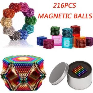 216PCS 3/5mm 3D Magic Magnets Magnetic Building Blocks Balls Spheres Cube Beads Toys