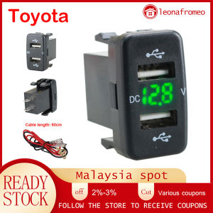 [Malaysia] 12V-24V USB Car Charger for Toyota 4.2A Dual USB Ports Socket Charger Car Voltmeter with Cable Power Socket for Toyota