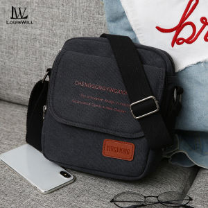 LouisWill กระเป๋าผ้าใบแฟชั่นสำหรับผู้ชายกระเป๋ากระเป๋าสะพายข้างกันน้ำสำหรับเดินทางกระเป๋าธุรกิจกระเป๋าโทรศัพท์ขนาดใหญ่น้ำหนักเบากระเป๋าลำลองหย่อนใจแฟชั่นกระเป๋าถนนกีฬาสำหรับนักศึกษา