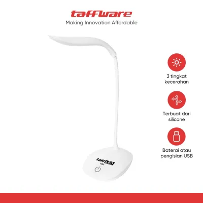 TaffLED Lampu Meja Belajar Desk Lamp USB 14 LED - T301 - White