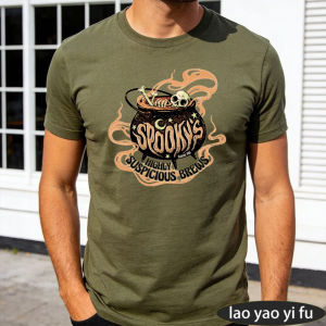 [Local Stock] HBESTY  Spooky’s Highly Suspicious Brews Witch Cauldron Skull Smoke Men Summer Cotton T Shirt Halloween Vintage Spooky Casual Wear Top