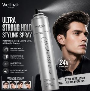 WELL HAIR Hair Styling Spraynet Strong Quick Hold Spray for Salon Home Daily Use Care 300ml WH-Z009