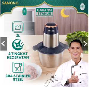 SAMONO Chopper Stainless Elite Series 2 Liter 400 Watt Food Processor Penggiling Daging Sayur 2 Speed SW-TC400W