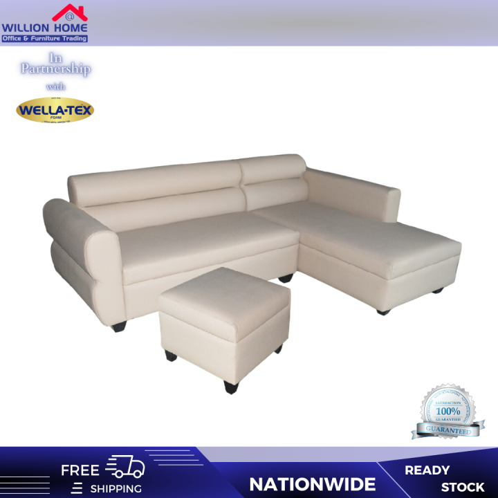 BELLE DURABLE LEATHER AND FABRIC L-SHAPE SOFA WITH