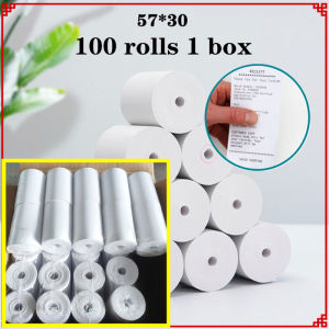 100Rolls Thermal Paper 57mm x 30mm Cash Register Paper Thermal Printer Receipt Paper Takeaway Cash Register Coreless
