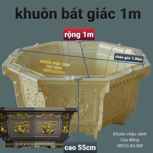 Khuôn đúc chậu bát giác 1m (hoa văn cây tùng kết hợp hoa mẫu đơn)
