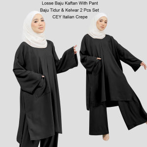 Viral Loose kaftan Baju Blouse & Pant Set For Ladies / New Collection 2 pcs Dress CEY Italian Crepe