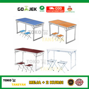 Meja Lipat Portable Meja Koper Meja Kaki Kotak Set Meja + 2 Kursi / Meja kerja portable / Meja komputer portable / Meja jualan
