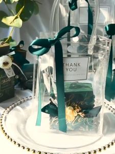 Transparent PVC Clear Bag With Handle for Wedding Birthday Chrismas Plastic Clear Tote Bag Goodie Gift Bag For Party