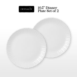 CRYSALIS 10.5" Porcelain Dinner Plate Set of 2 – Dining Plate for Home Restaurant & Hotel Use | Elegant White Dinnerware
