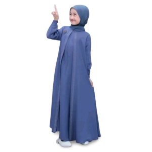 Gamis Anak Perempuan Abaya Crinkle Airflow Kekinian Warna Mocca-Denim-Hitam Size S-XXL