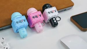 Oldlaiben Mini Microphone Keychain Recordable Voice Recorder Cute Bag Charm Creative Music Toy Keychain
