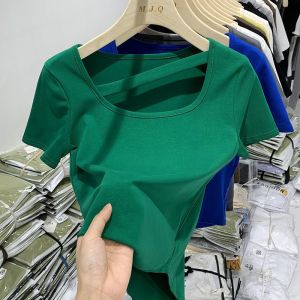 SHLIFE Irregular T-shirt Plus Size Hollow Out Womens Short Sleeved Design Sense Niche Short Style