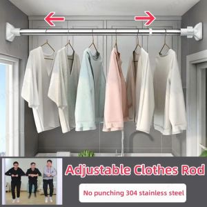 Adjustable drilling free clothes drying rod Clothes Rod Hanger Rod No punch Telescopic Rod Wardrobe Rod