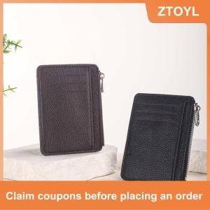 【ZTOYL】 Mini thẻ tín dụng Ví ID chủ thẻ người đàn ông của ví nhỏ mỏng tay áo dây kéo ngắn đồng xu Ví
