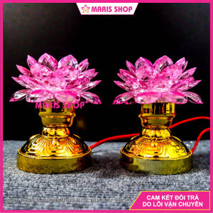 [Giá một cặp] Đèn thờ cúng hoa sen có đèn LED đổi màu  đèn để bàn thờ đèn hoa sen đèn bàn thờ Phật [MR-SE1]