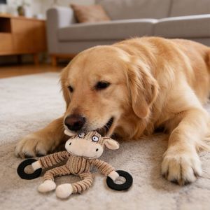 CANICECA 25cm Sounding Doll Plush Dogs Toy Tooth Cleaning Interactive Pet Companion Toy Portable Soft Squeaky Toy