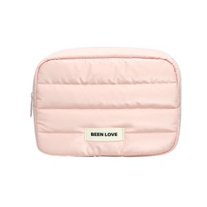 NOCASE Down Puffy Makeup Bag Large Capacity Solid Color Travel Quilted Toiletry Bag Fashion Zipper Skincare Storage Bag