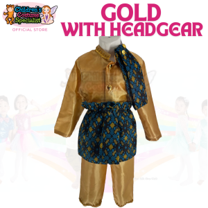 Kids Malay Indonesian Boy Costume With Tanjak Headgear & Matching Colour Sampin Kindergarten Concert Racial Harmony Day