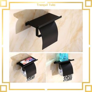 【Factory-direct】 Tranquil Toilet Paper Holder Rose Gold Wall Mount Tissue Roll Hanger 304 Stainless Steel Phone Platform Bathroom Hardware Set