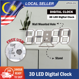 LED 3D Digital Clock Table Alarm Clock Wall Alarm Clock LED Night Light Mini Clock Multifunction Clock Jam Digital LED Jam Meja Dinding