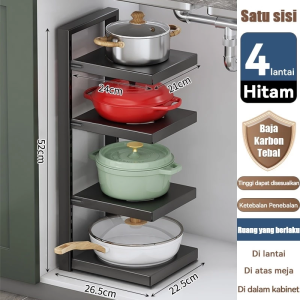 Dapur Di Bawah Rak Rak Pot Rak Panci Susun Rak Bawah Wastafel Rak Dapur Stainless Steel (3/4/5 Tingkat)