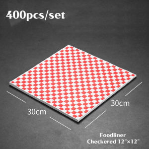 400pcs/set 12*12in Checkered Deli Basket Food Liner Wrap Greaseproof Paperfor Chicken Wings Burger