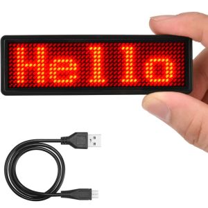 MACRAMEX Wireless LED Name Tag USB Rechargeable Mini Programmable Scrolling Tag Multi-purpose LED Display Bluetooth Digital LED Badge for Conference Event Staff