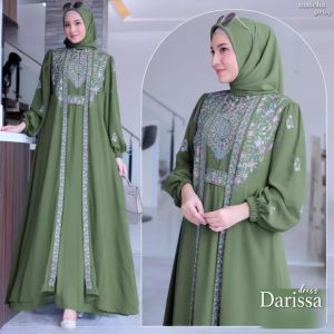 Gamis Wanita Dewasa Jumbo Darissa Dres KF Ceruty Babydoll Dress Bordir Elegan Mewah Busui