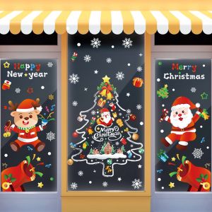 COMBO-Decal trang trí NOEL HÍT TĨNH ĐIỆN - Pháo Nổ Mừng Noel Năm Mới Ông Già Noel và Cây Thông (2 tấm) -CDN78