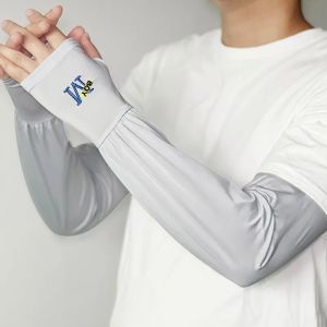 Men Ice Silk Cool Loose Arm Sleeves Sun UV Protection Driving Motorcycle Cycling Arm Gloves Long Sleeves Hand Protector Outdoor Arm Hand Cover Sunscreen Cooling Breathable Sunblock Cute Fashion Korean Design