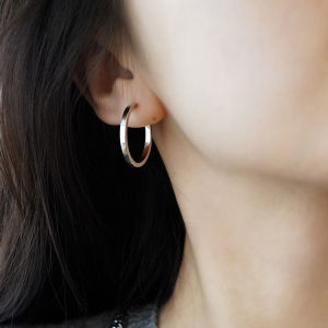 14K Gold Classic Circle Hoop Earrings for Women Korean Original Minimalist Earring Hypoallergenic Non Tarnish Not Out-of-date Fashion Vintage Elegant Jewelry Gift Accessories