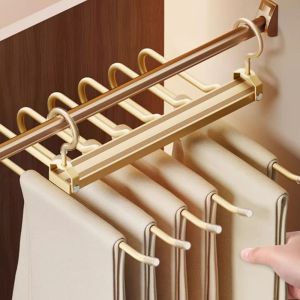 QIXING Aluminum Pants Hangers 6 Layers Multi-Functional Scarf Organizer Protable Foldable Magic Trouser Hangers Closet