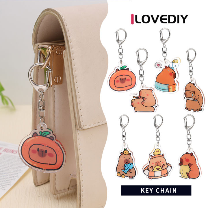 [ILOVEDIY] Guinea Pig Acrylic Cute Capibara Keychain Funny Gift