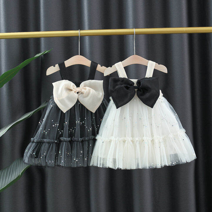 Summer New Black And White Tulle Baby Girl Princess Dress Sweet