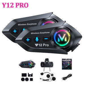 【New】Y12 PRO Headset Helm Bluetooth Sepeda Motor Headset Hands Music Sharing 500M Intercom Dua Arah Dan Peringkat Tahan Air IPX6
