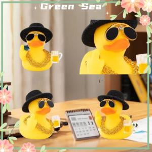 Green sea lazlook เป็ดยางเย็น1ชุดพร้อมขวดไวน์ขนาดเล็กเบียร์ของตกแต่งรถบ้านรถเป็ดนิ้วกลางตลกแผงหน้าปัดรถของขวัญสุดสร้างสรรค์