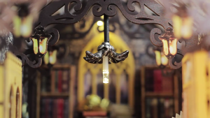 Bookshelf Insert Library Model Dollhouse with Sensor light Unique Craft Build Your Own Library Model Craft