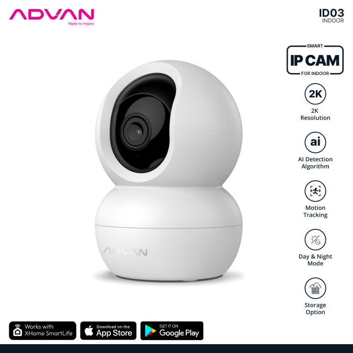 ADVAN Smart AI CCTV Indoor ID3 Smart IP Camera  3MP 2K Indoor CCTV WIFI PTZ